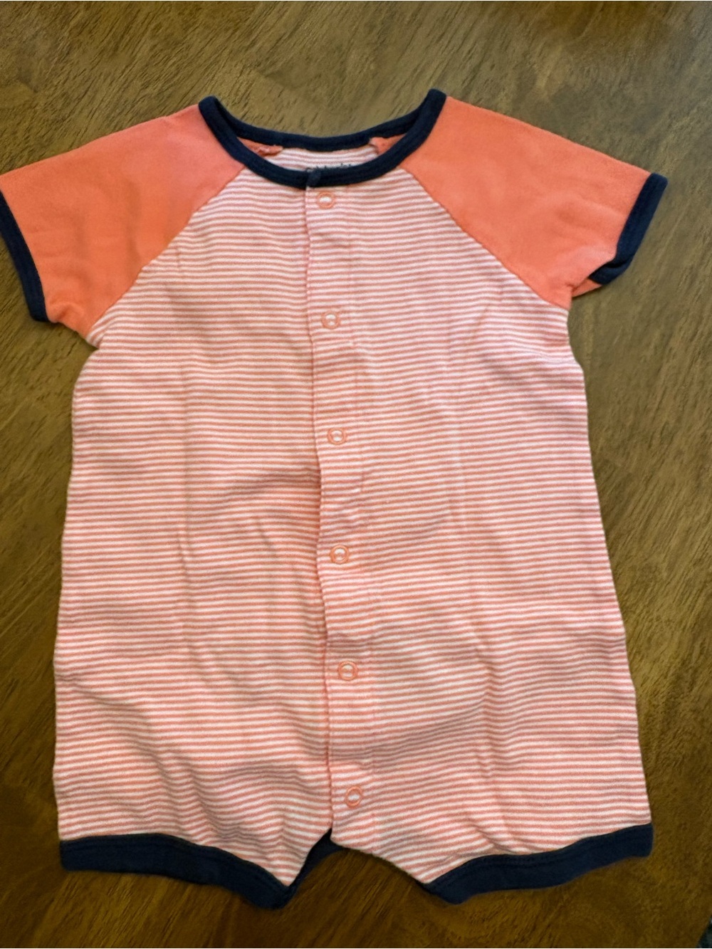 Carter’s 9M Short-Sleeve Stripe Romper with Snorkel Shark on Bottom
